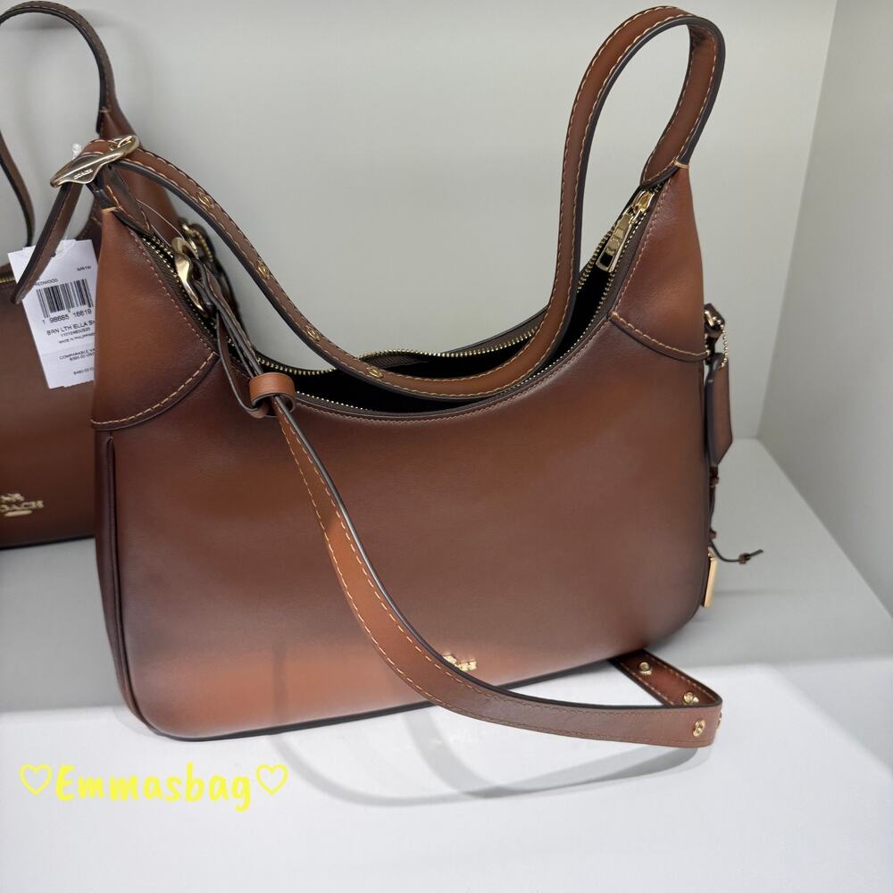Coach Ella Shoulder Bag CDY36 smooth leather/Gold/Redwood - Picture 7 of 8
